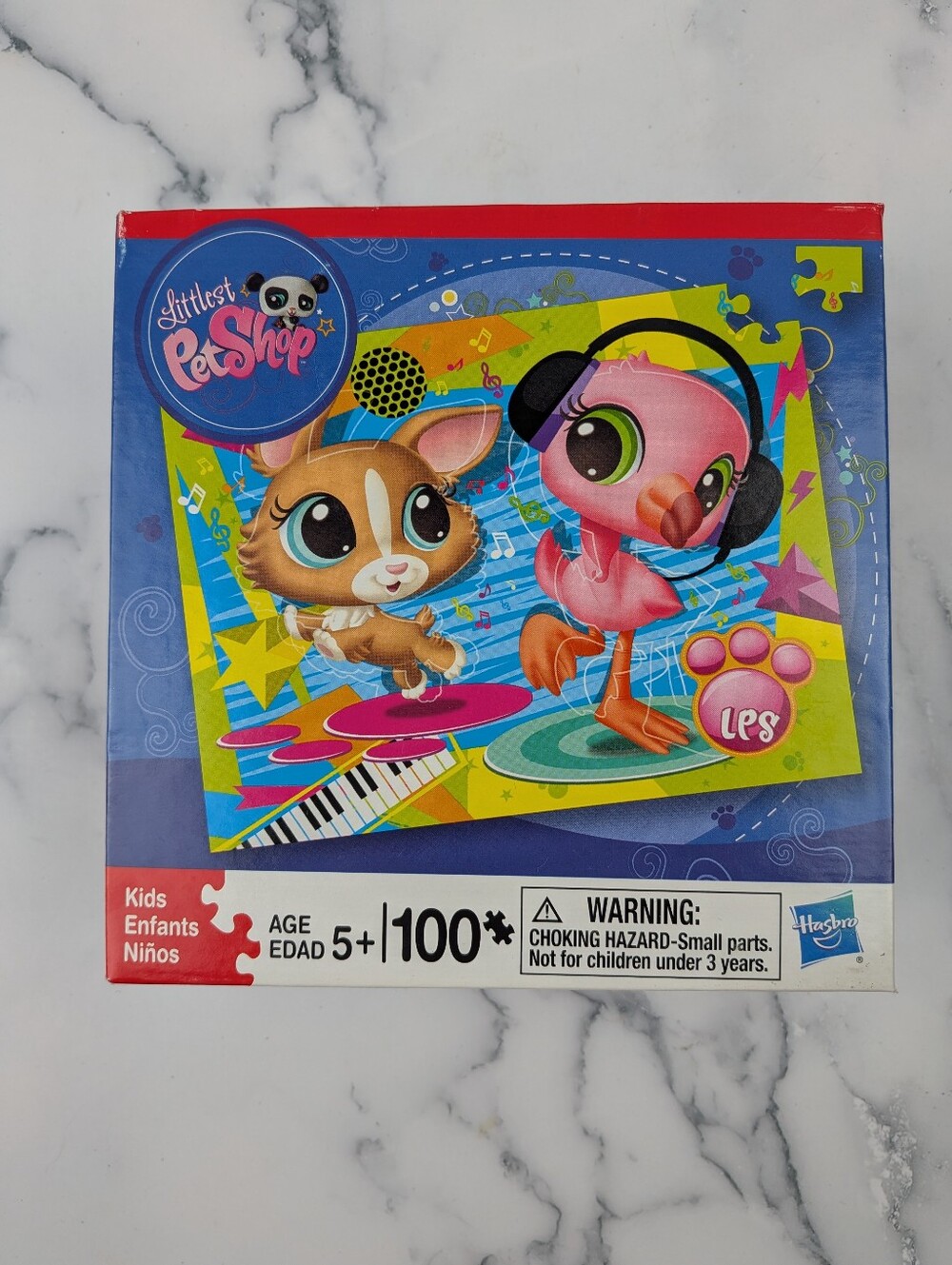 Littlest Pet Shop 100 Pc Puzzle Rosy Flamingo Dog Ages 5+ 2011 COMPLETE 13x10in